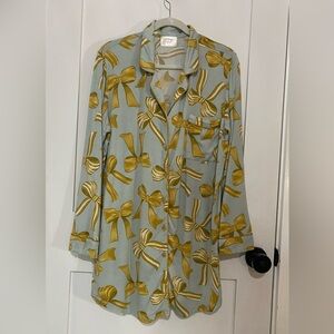 In My Sundays Blue and Mustard Bow Pattern Sleep Dress